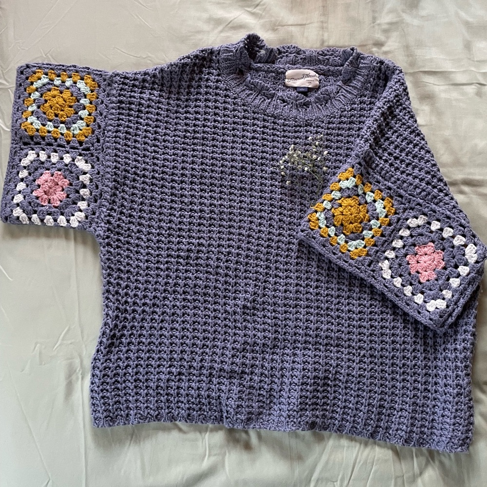 Crocheted Patchwork Sleeve Top